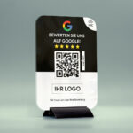Google Bewertung NFC Aufsteller aus Acrylglas. Personaliserbar mit Ihrem Logo. Ecken rund